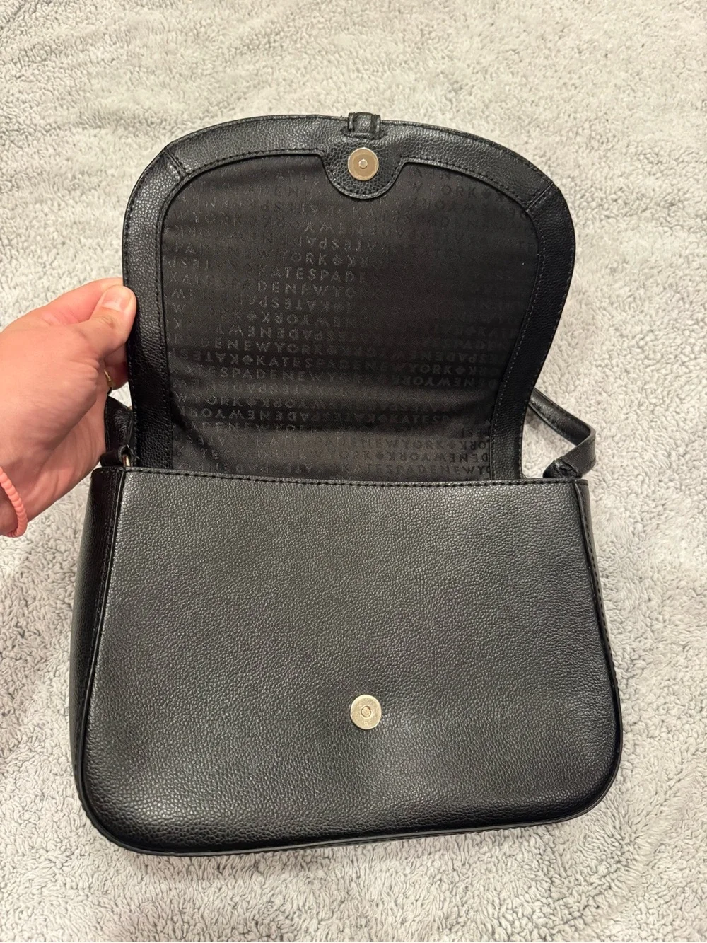 kate spade Black Pebbled Leather Crossbody Bag with Gold Accent